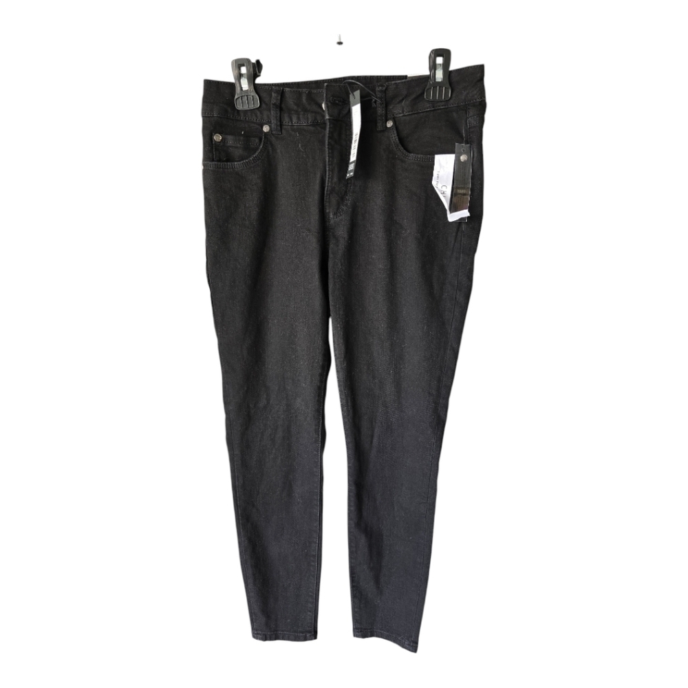 $89 Tahari Jeans Women Black Skinny Chloe Slimming Mid Rise 30x27 Tummy Tuck